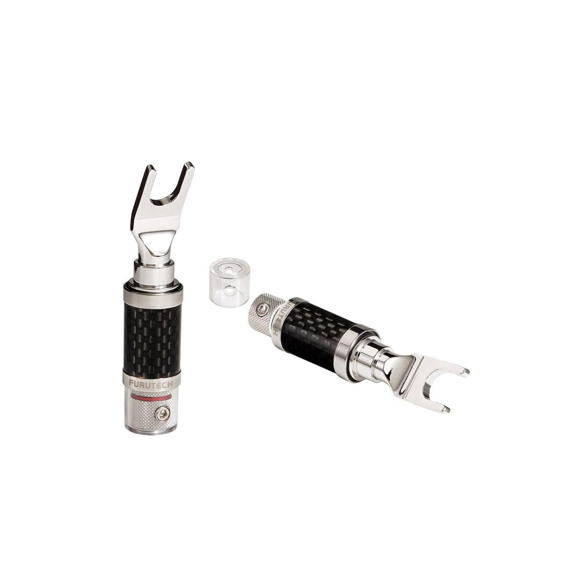 Furutech CF-201 (R) Carbon Fibre / Stainless Steel Spade Connectors (2-Pack)