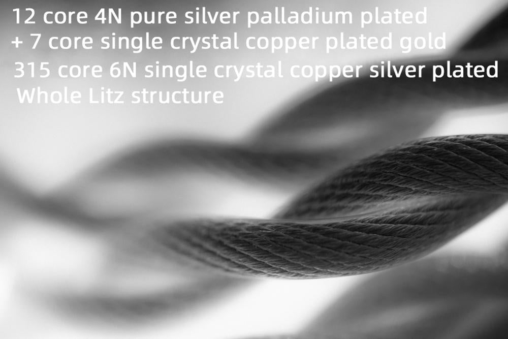 MoonDrop SHIROKAWA Gold Silver Palladium Upgraded Cable  MMCX 0.78mm 2 Pin - 4.4mm, 2.5mm, 3.5mm Options